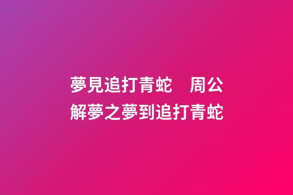 夢見追打青蛇　周公解夢之夢到追打青蛇